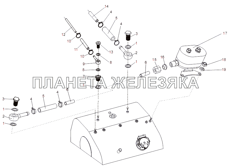 Топливопроводы левого топливного бака МЗКТ-7930-200