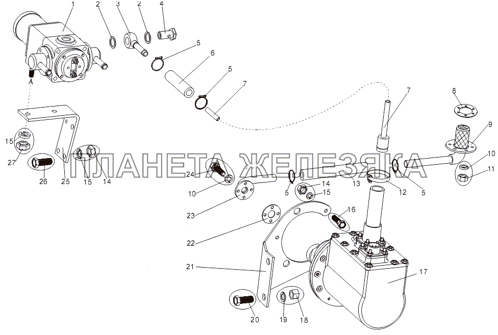 Установка агрегатов к правому топливному баку МЗКТ-7930-200