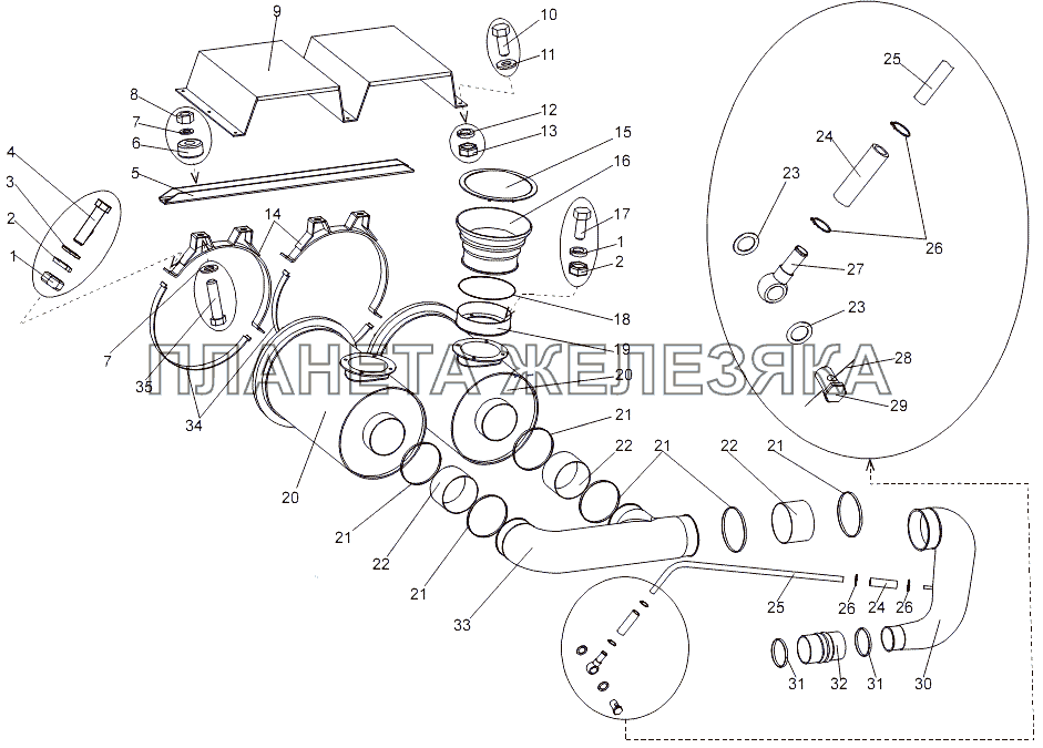 Установка воздухоочистителей МЗКТ-7930-200