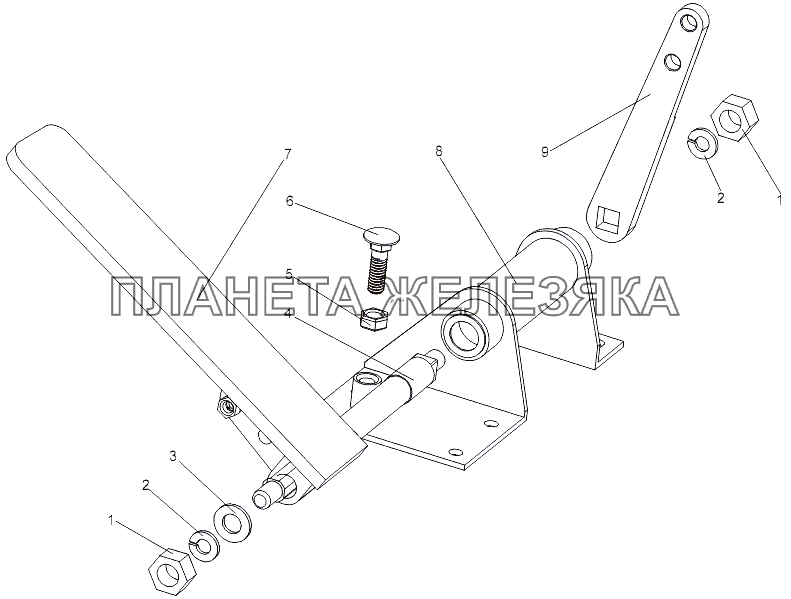 Педаль с кронштейном 7930-1108005-11 МЗКТ-7930-200 Педаль с кронштейном 7930-1108005-11 МЗКТ-7930-200