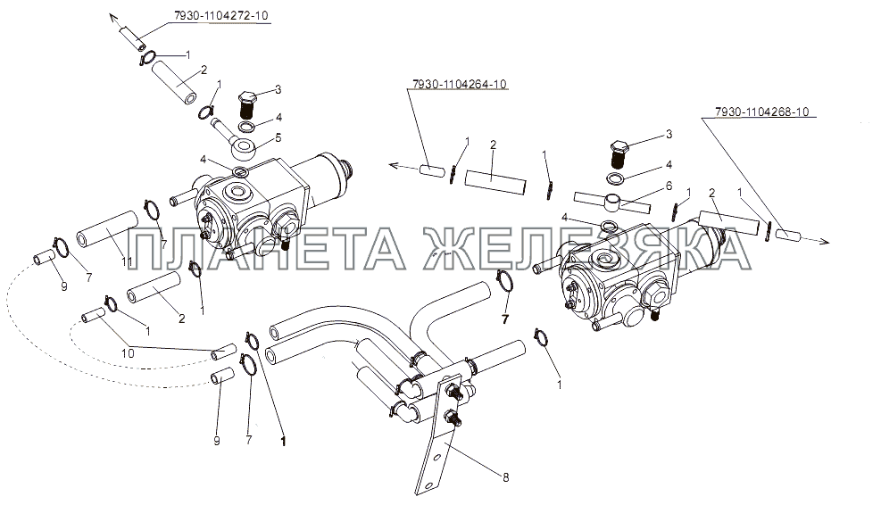 Топливопроводы кранов электромагнитных МЗКТ-7930-200