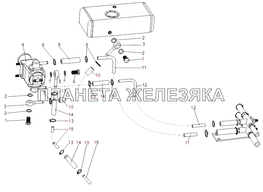 Топливопроводы бака пускового топлива МЗКТ-7930-200