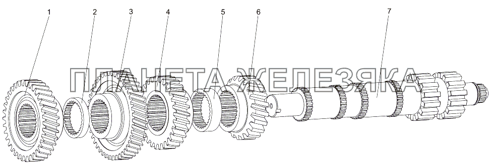 Вал промежуточный коробки передач МЗКТ-7930-200