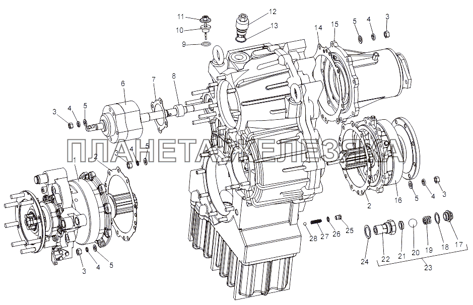 Узлы раздаточной коробки МЗКТ-7930-200