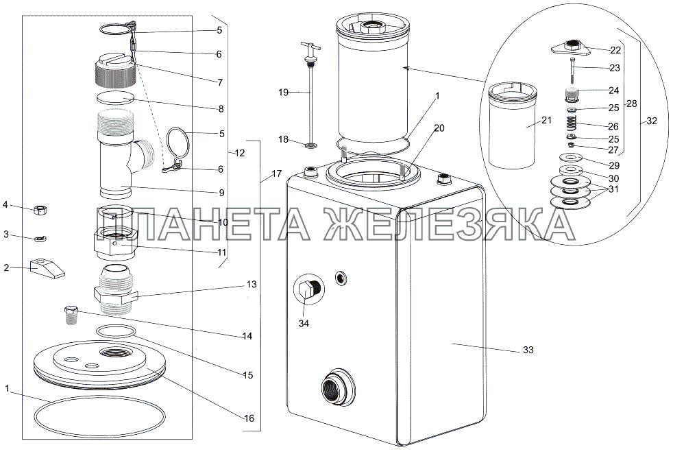 Бак с фильтром 7930-1917010-40 МЗКТ-7930-200