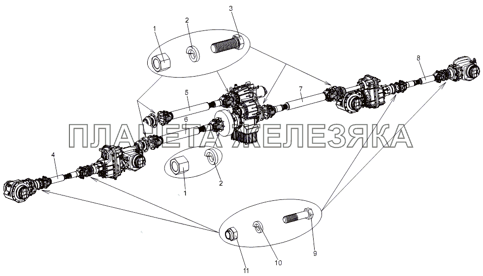 Установка карданных валов МЗКТ-7930-200