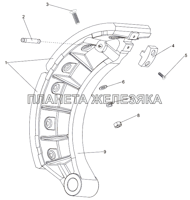 Колодка колесного тормоза 543-3501090-А МЗКТ-7930-200