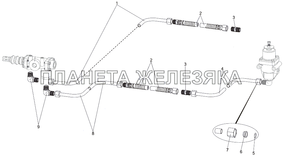 Присоединительная арматура к крану накачки шин МЗКТ-7930-200