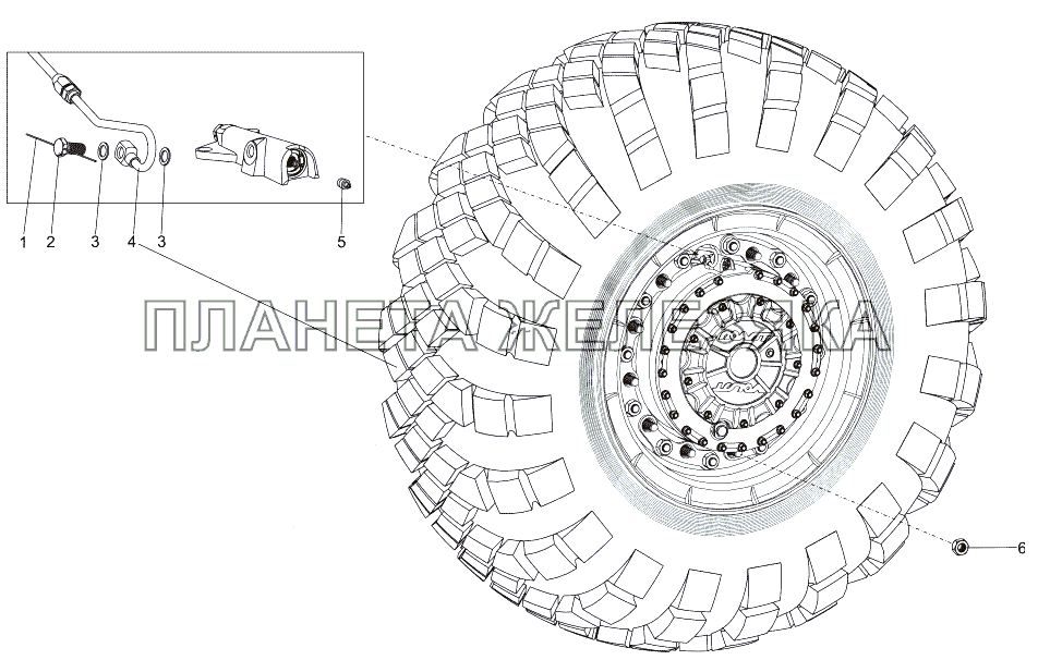 Установка колеса МЗКТ-7930-200 Установка колеса МЗКТ-7930-200