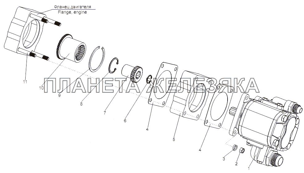 Установка насоса гидроусилителя МЗКТ-7930-200