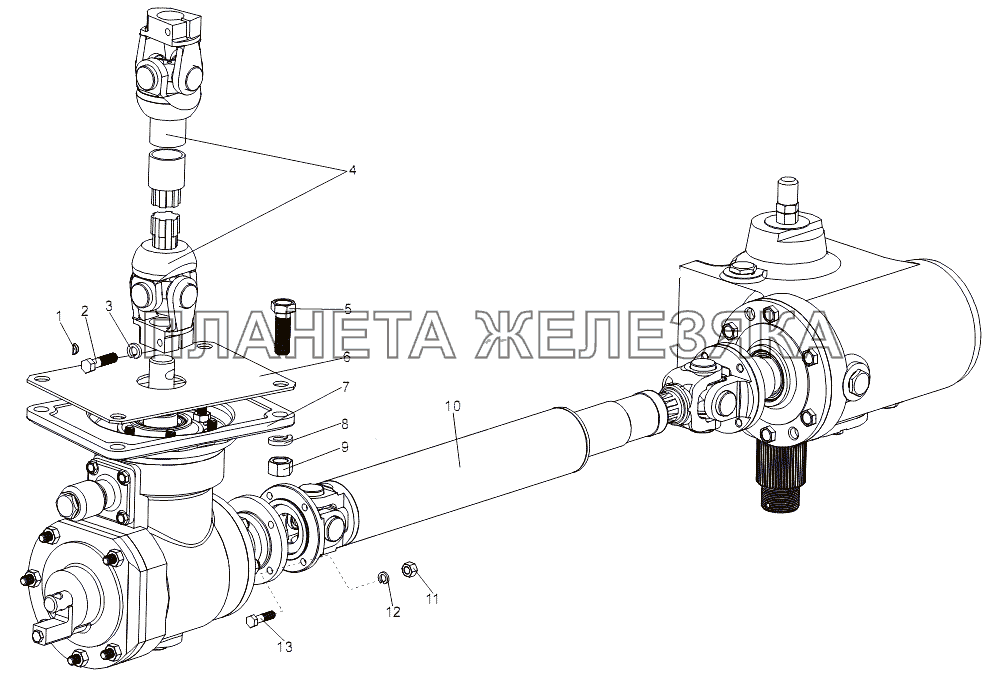 Установка редуктора руля МЗКТ-7930-200