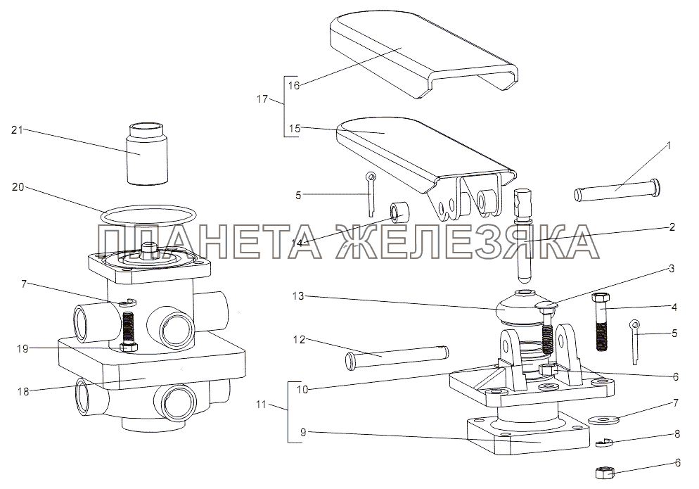 Привод тормозного крана МЗКТ-7930-200