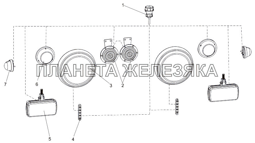 Электрооборудование фар и фонарей передних МЗКТ-7930-200