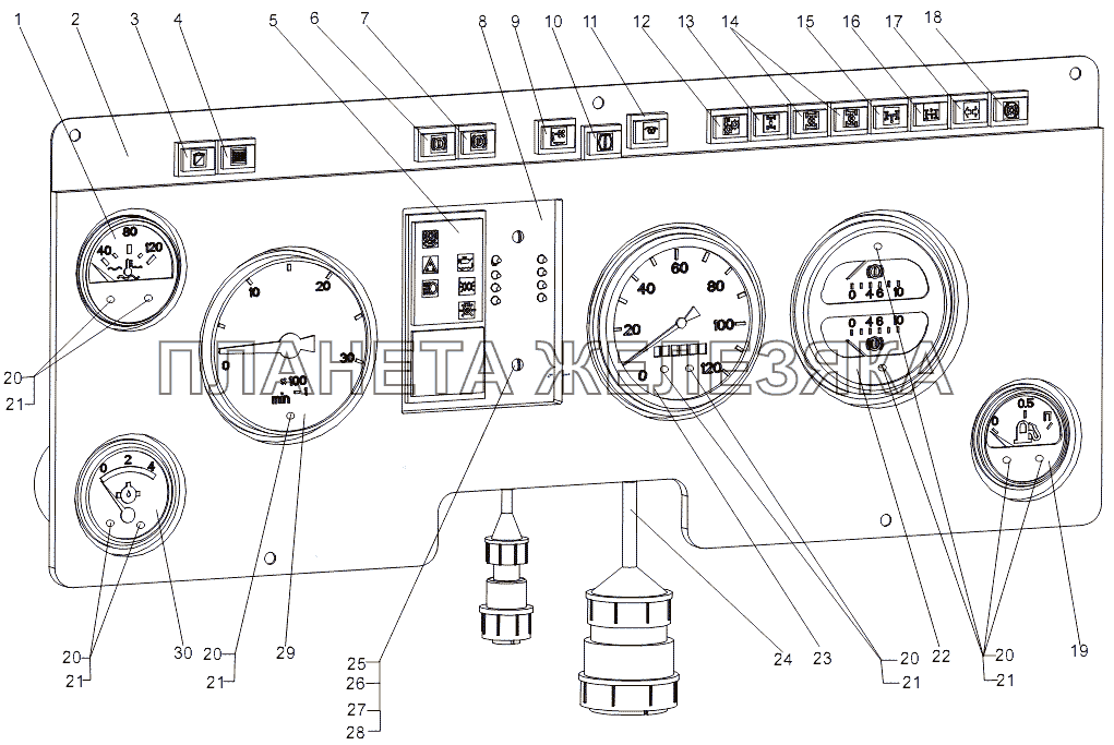 Панель приборов основная МЗКТ-7930-200