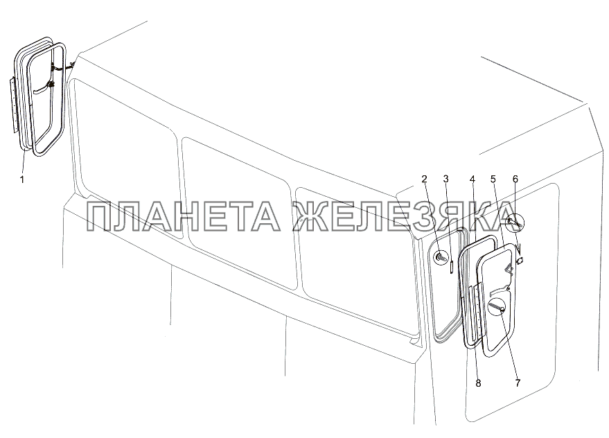 Установка окон боковин МЗКТ-7930-200