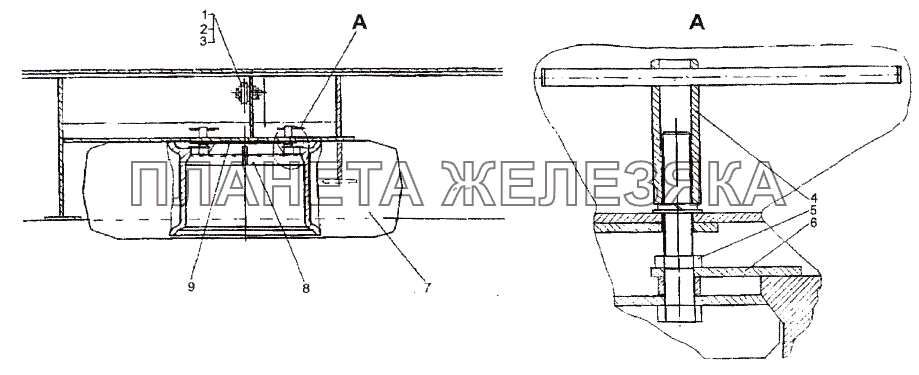 Установка запасного колеса МЗКТ-93782