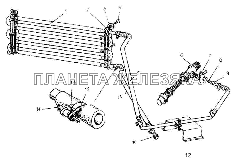 Масляный радиатор двигателя ПАЗ-3205-110 Масляный радиатор двигателя ПАЗ-3205-110