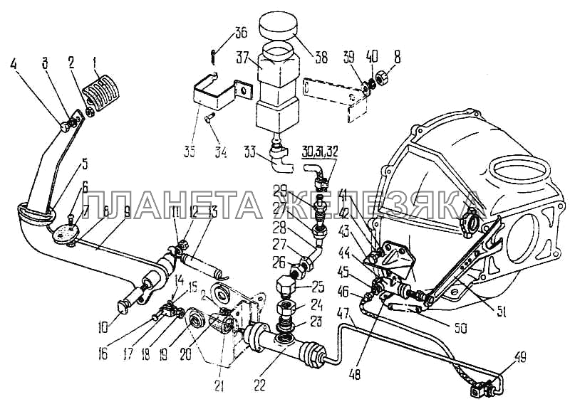 Привод сцепления ПАЗ-3205-110