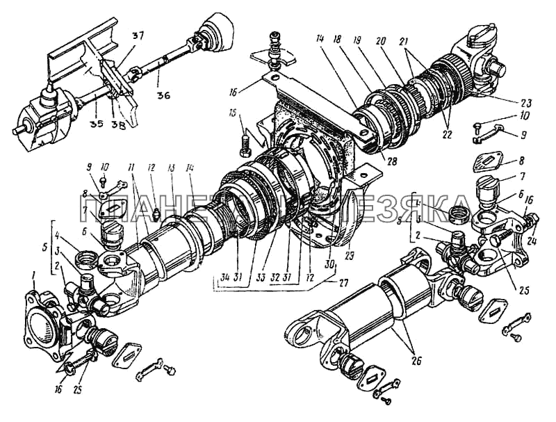 Передача карданная трансмиссии ПАЗ-3205-110