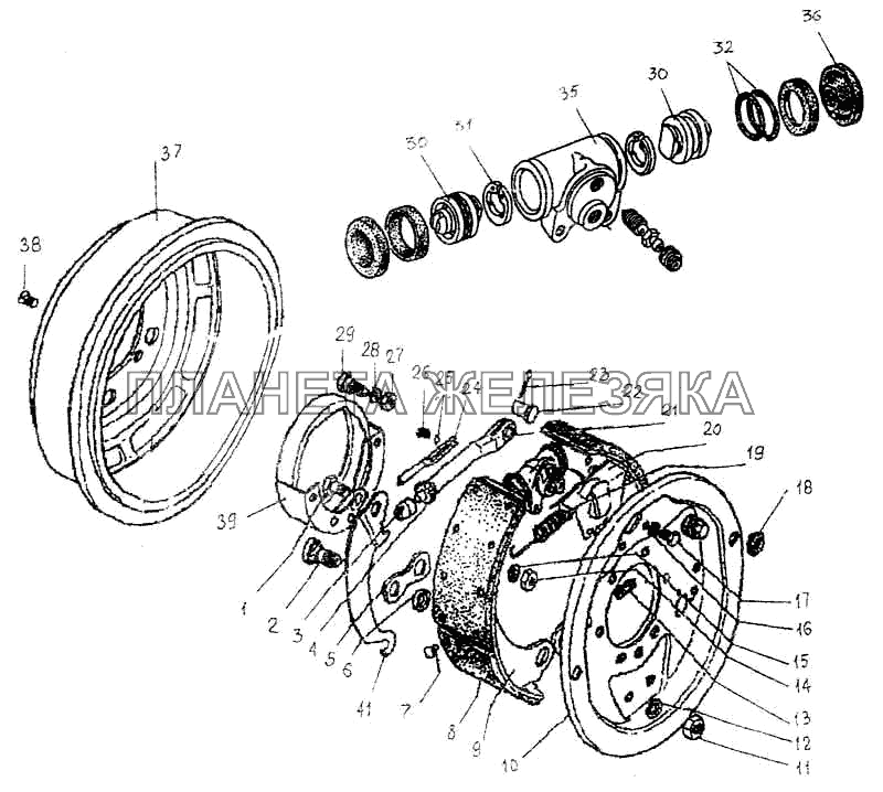 Тормоза задние ПАЗ-3205-110