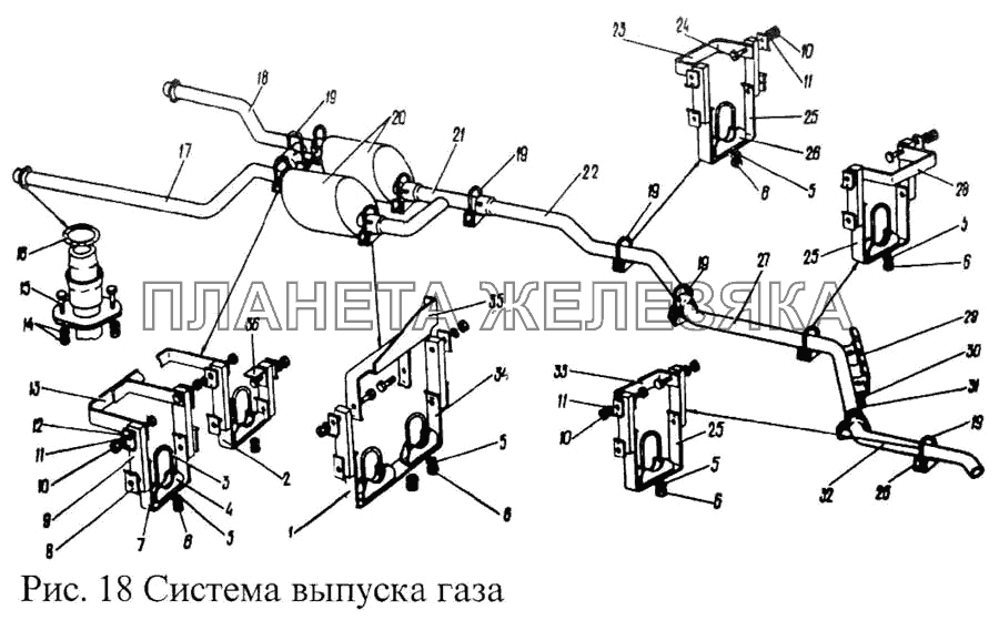 Система выпуска газа ПАЗ-3205 Система выпуска газа ПАЗ-3205