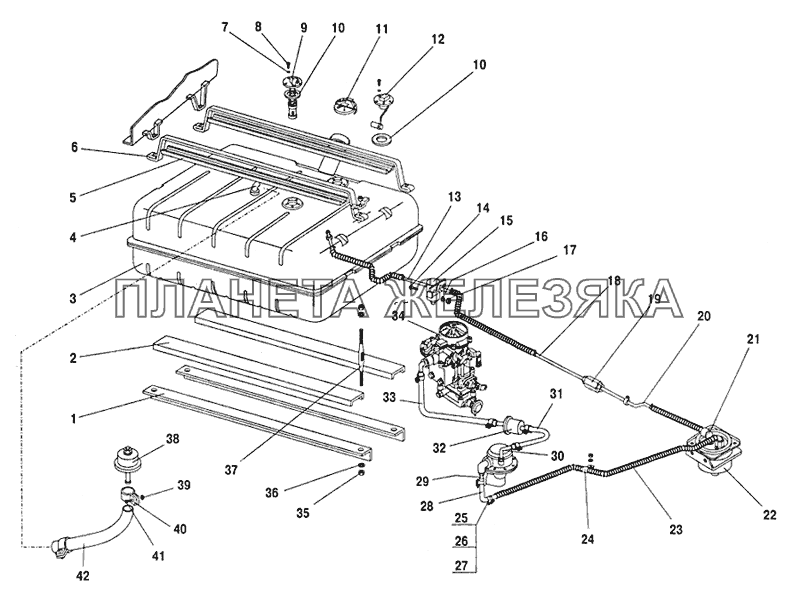 Бак топливный с топливопроводом ПАЗ-32053