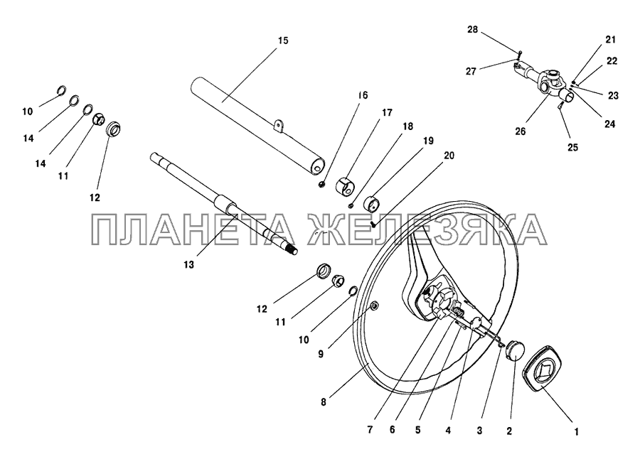 Колонка рулевого управления и рулевое колесо ПАЗ-32053