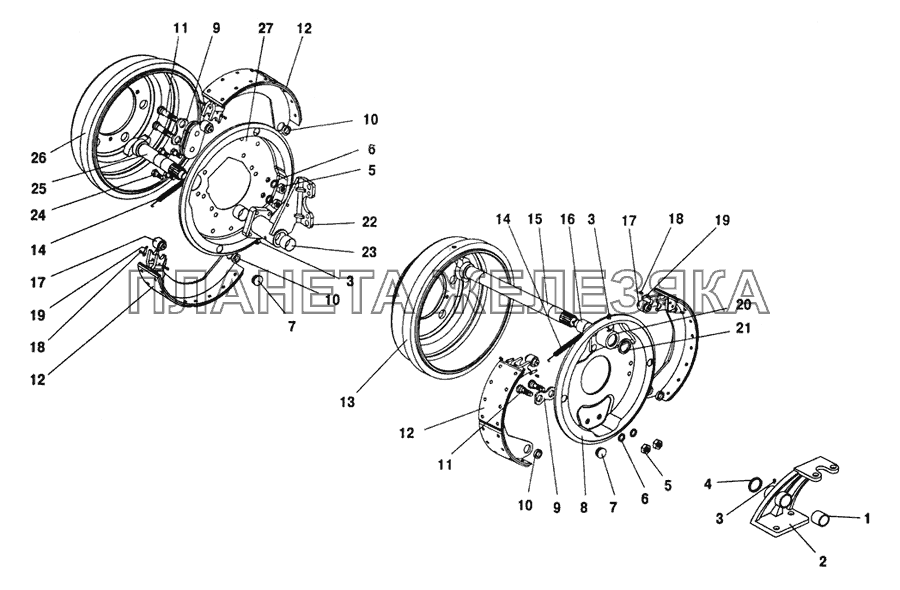 Тормозные механизмы передних и задних колес (пр-во АО 