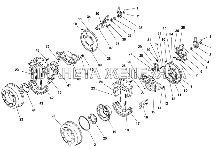 Тормозные механизмы передних и задних колес (пр-ва ЗАО 