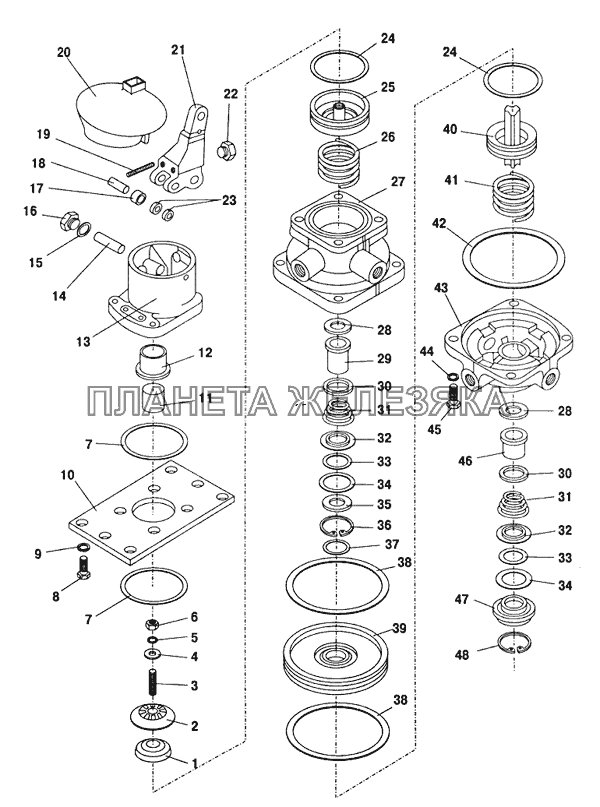 Кран тормозной двухсекционный ПАЗ-32053