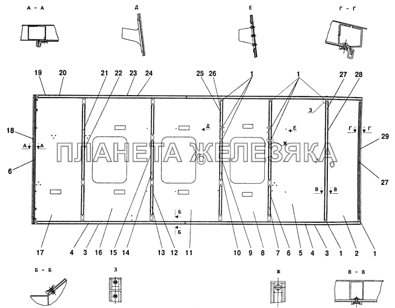 Обивка крыши ПАЗ-32053