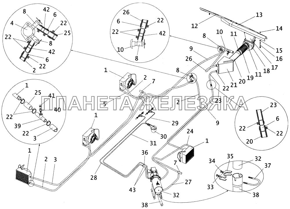 Система отопления автобуса ПАЗ3205307 ПАЗ-4234