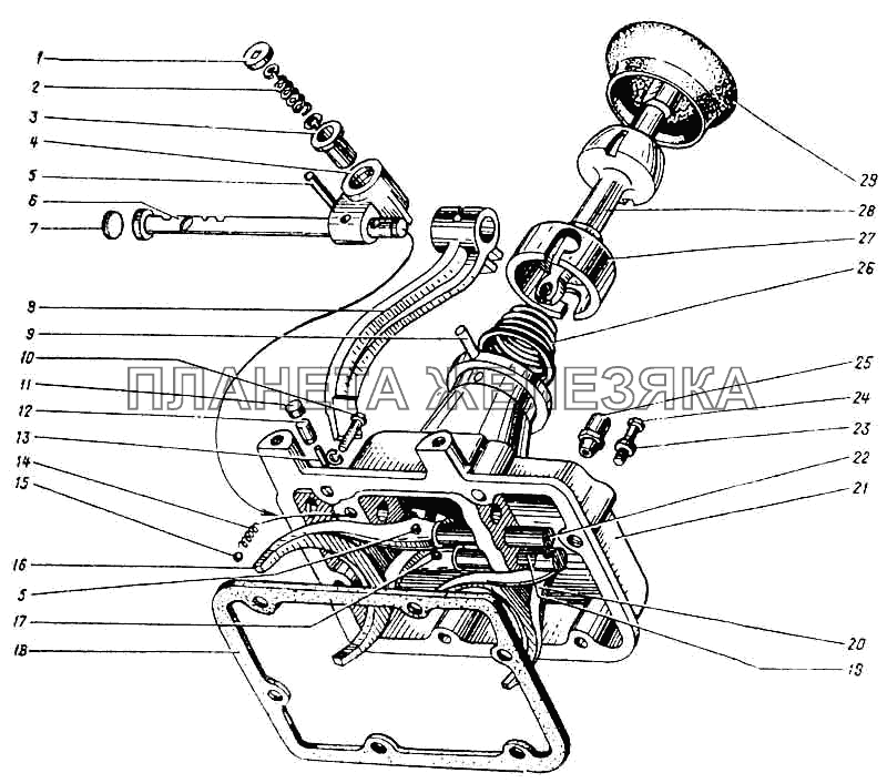 Механизм переключения передач ПАЗ-672М