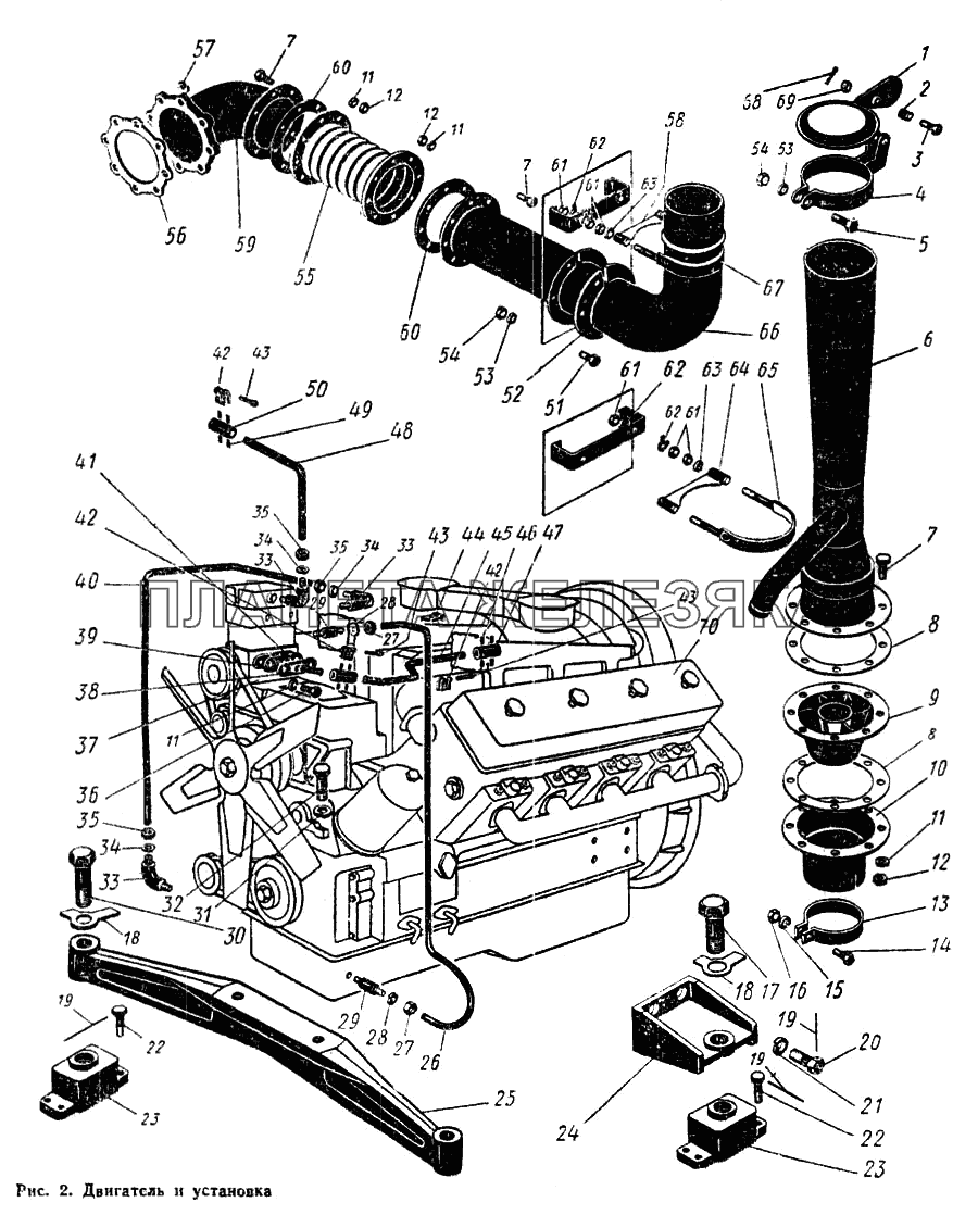 Двигатель и установка К-700