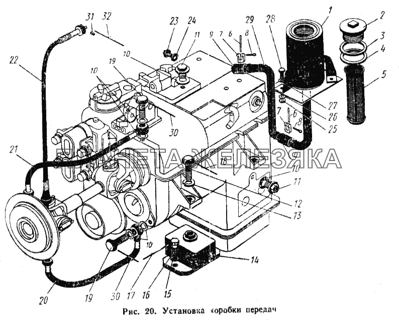 Установка коробки передач К-700