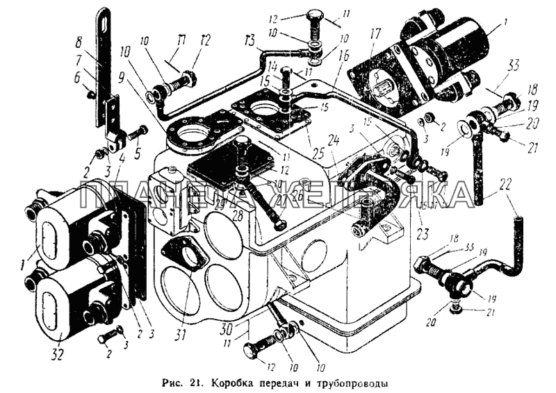 Коробка передач и трубопроводы К-700