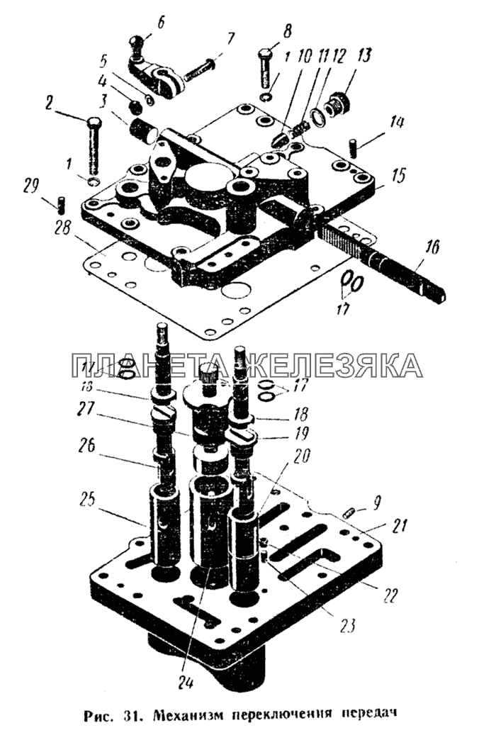 Механизм переключения передач К-700