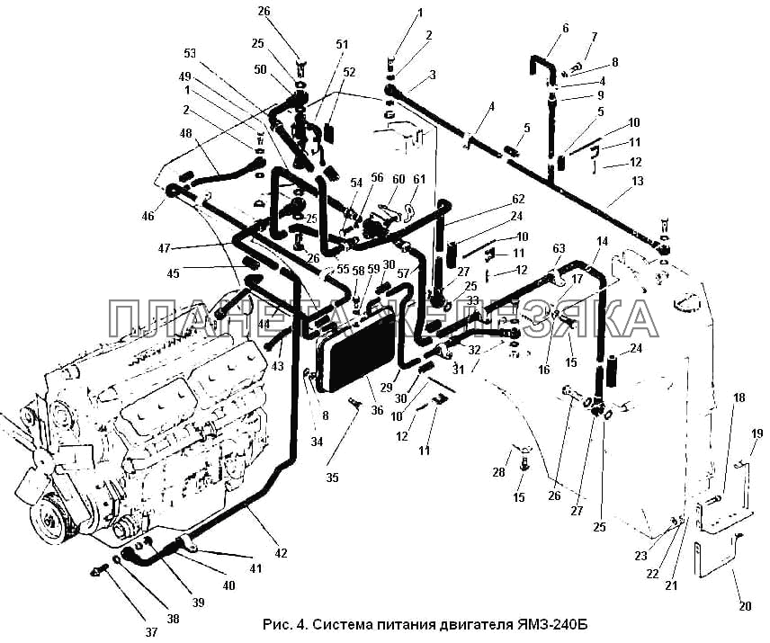Система питания двигателя ЯМЗ-240Б К-701