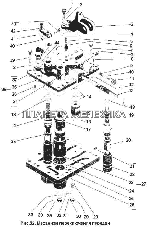 Механизм переключения передач К-701