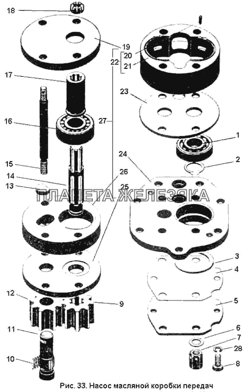 Насос масляный коробки передач К-701