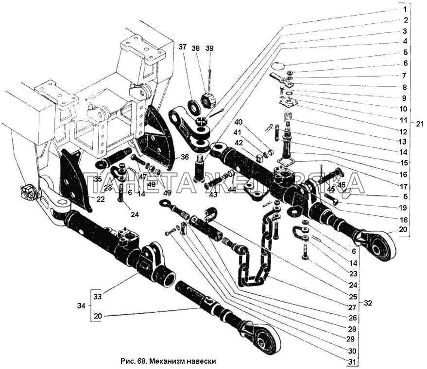 Механизм навески К-701