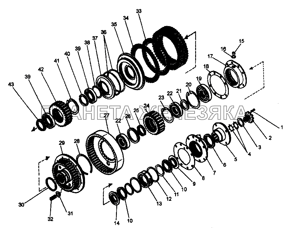 Вал ведущий (1 фрикцион) K-744P1