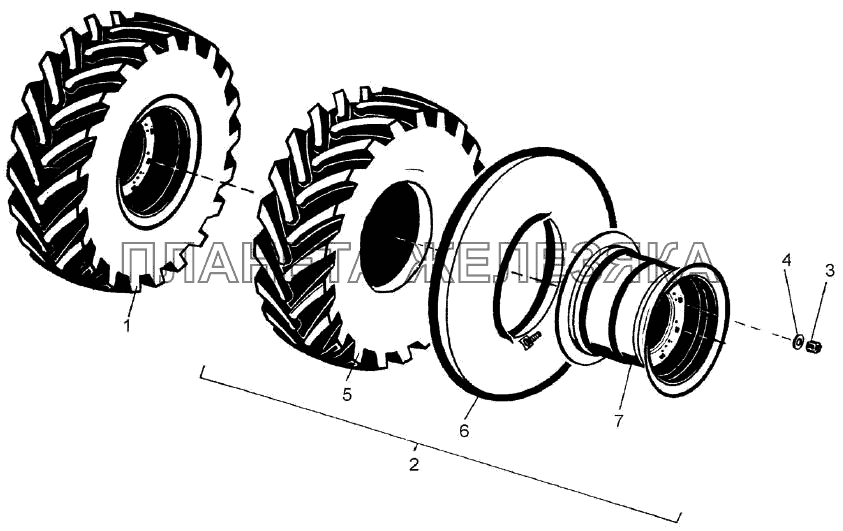 Колесо с шиной 744P2-3100000 К-744Р2