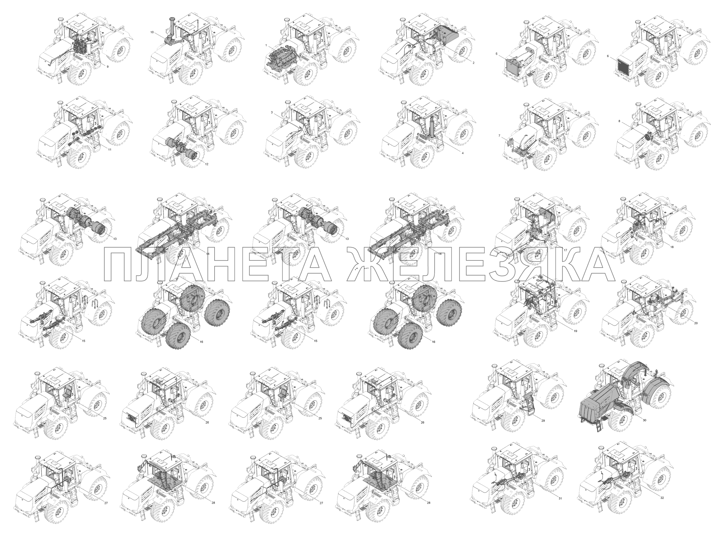 Схема деления трактора К-744Р1 