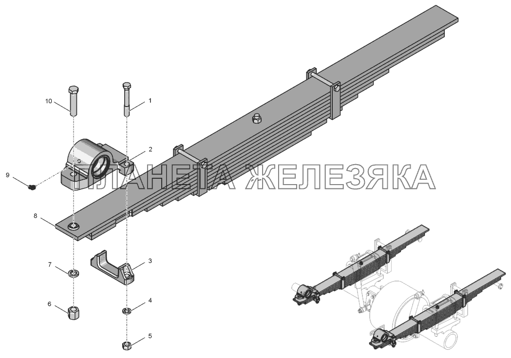 2256010-2900080-2 Рессора с ушком К-744Р1 2256010-2900080-2 Рессора с ушком К-744Р1