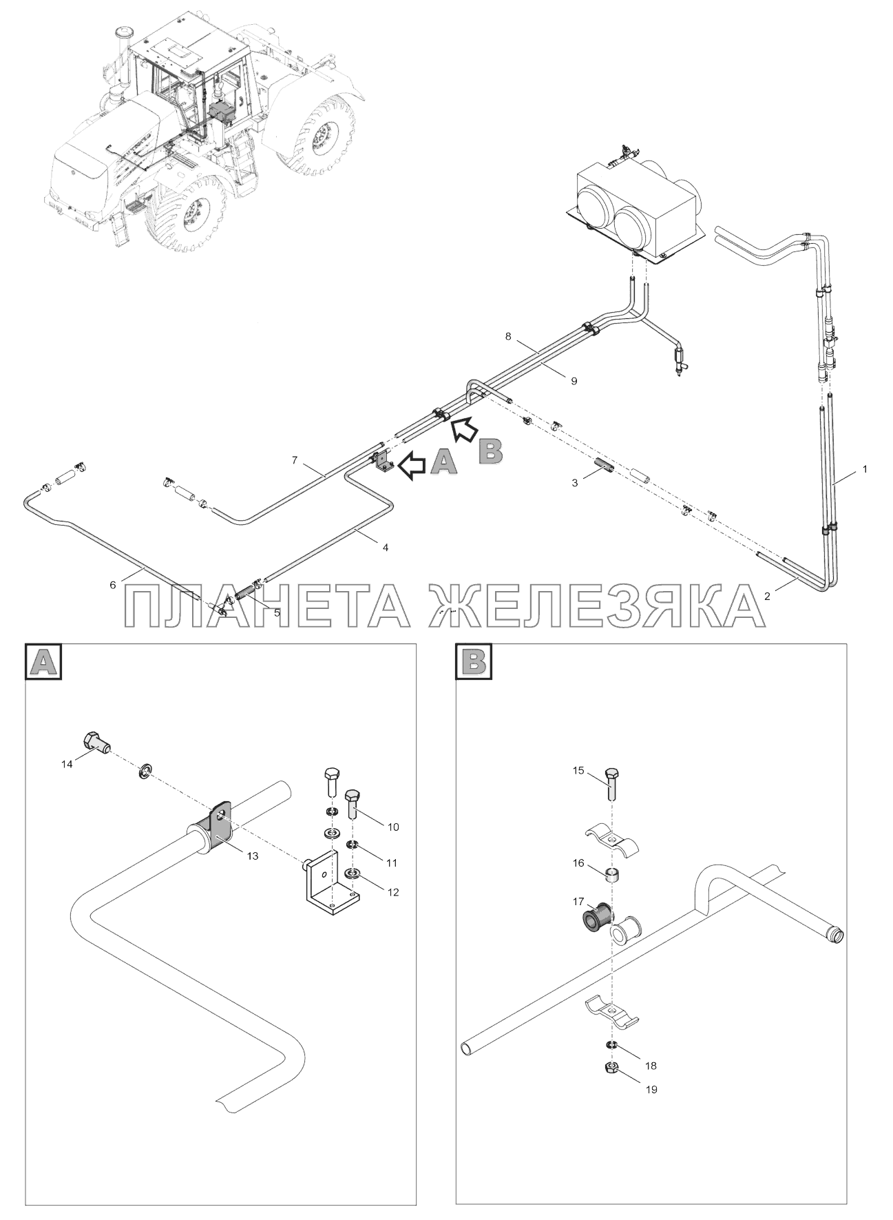 744Р2-8110000-3 Система отопления кабины К-744Р2 