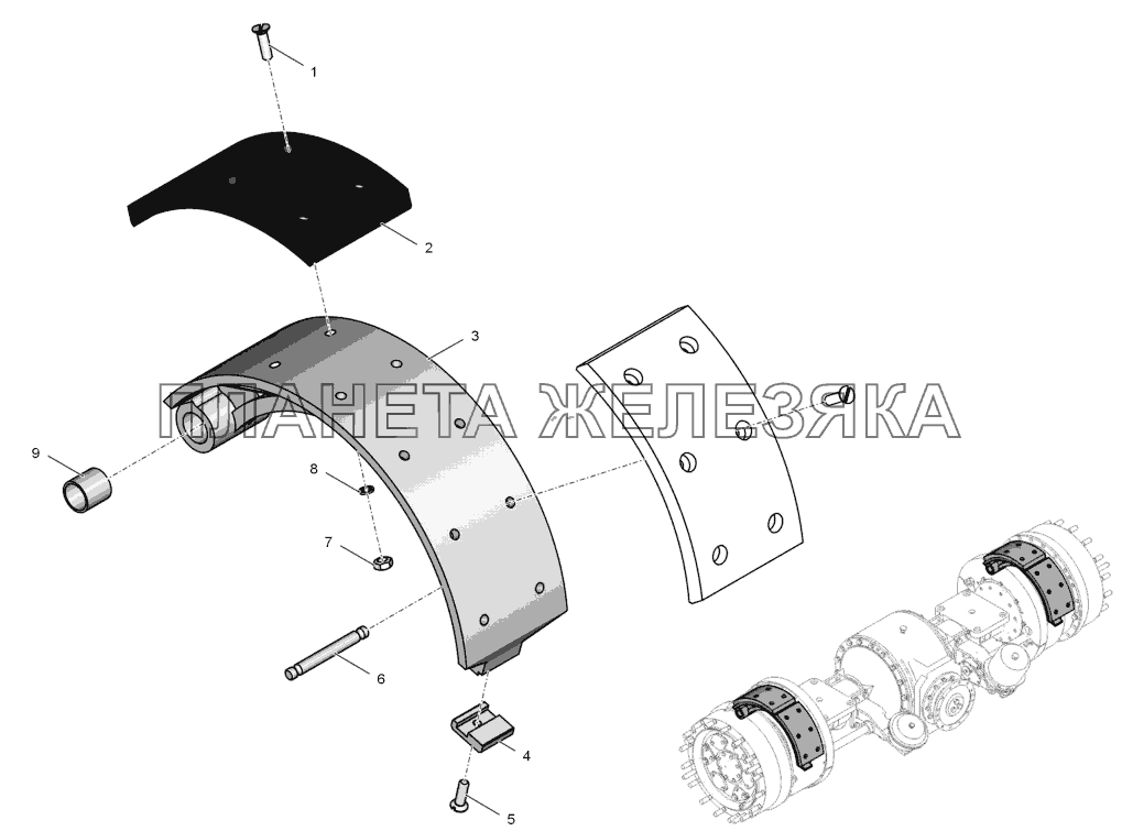 2765020-2300060 Колодка тормоза верхняя К-744Р2 