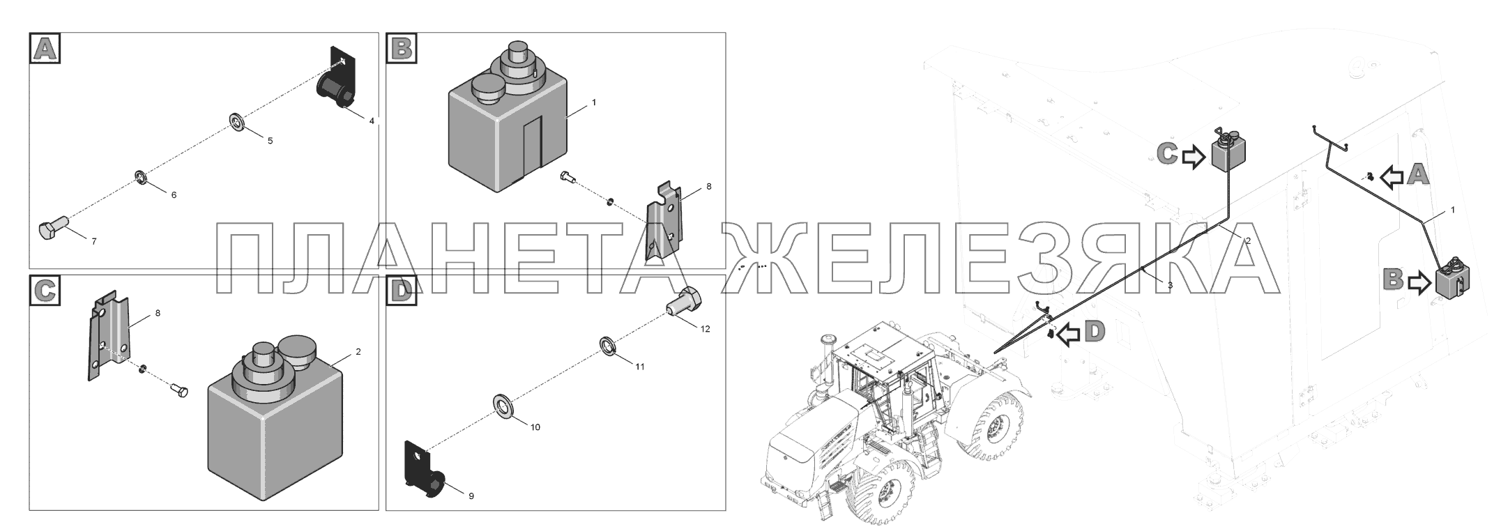 744Р-5208000-2 Установка омывателей стекол кабины К-744Р2 