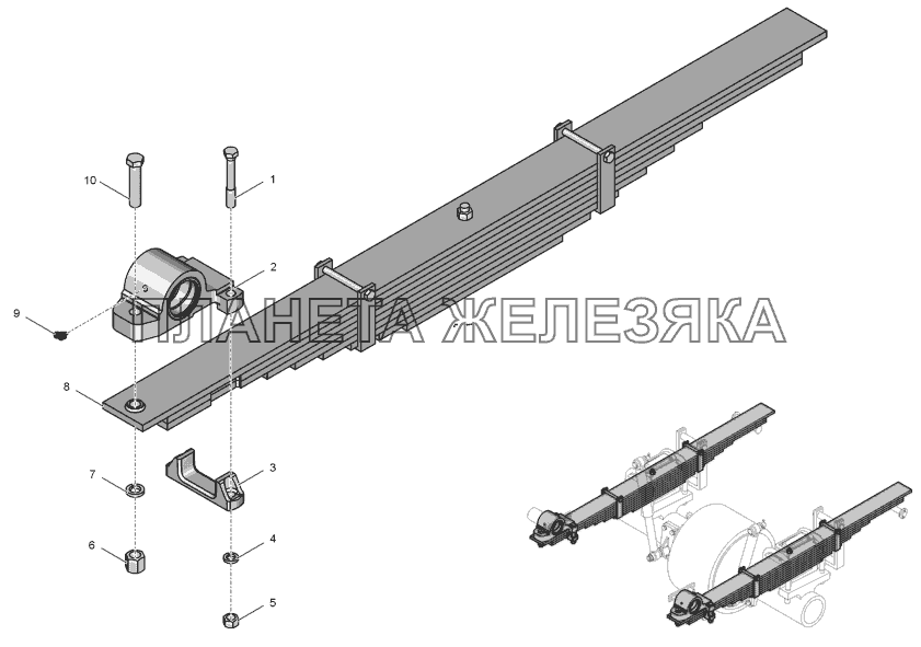 2256010-2900080-2 Рессора с ушком К-744Р2 2256010-2900080-2 Рессора с ушком К-744Р2