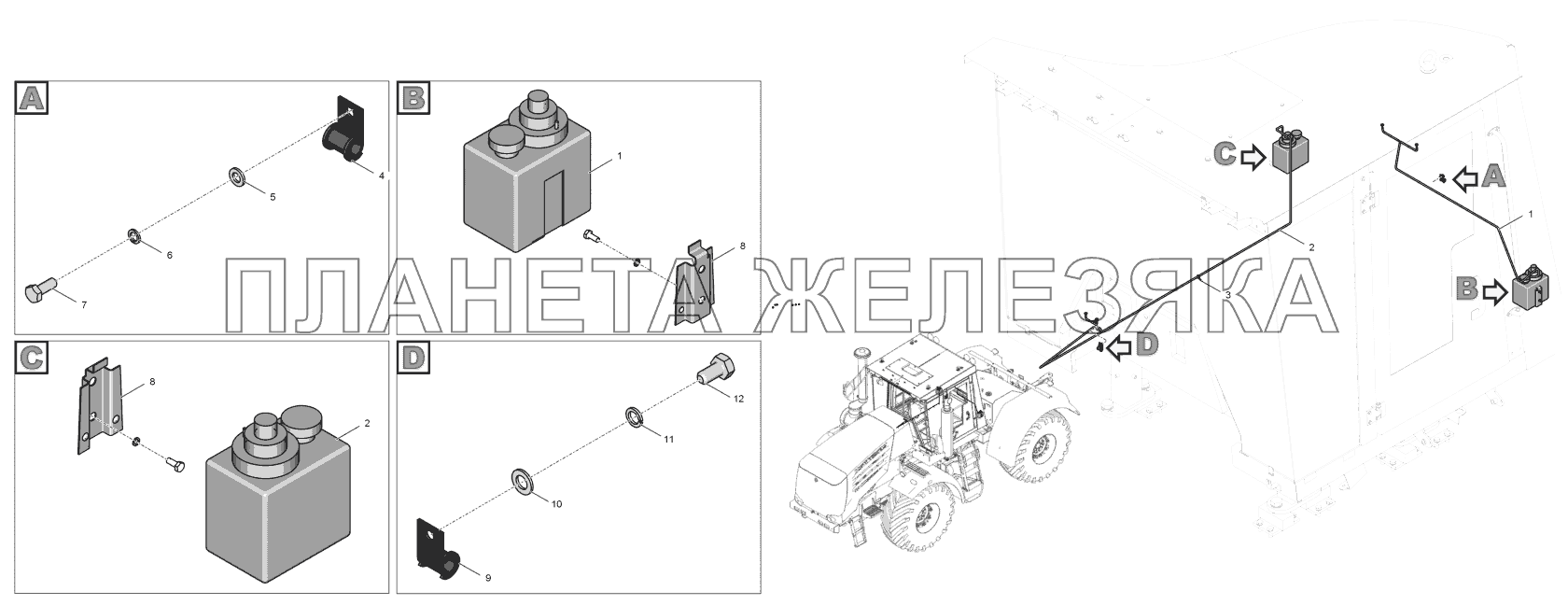 744Р-5208000-2 Установка омывателей стекол кабины К-744Р2 744Р-5208000-2 Установка омывателей стекол кабины К-744Р2